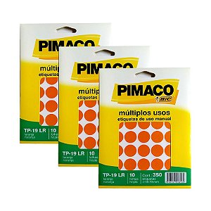 Etiqueta Adesiva Redonda Pimaco TP 19 Laranja com 350 UN - 3 PCT