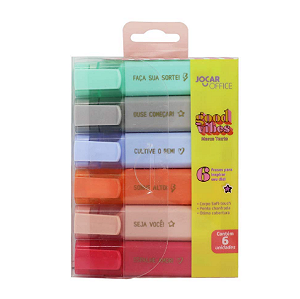 Kit Pincel Marca Texto Good Vibes 6 Cores Jocar 96146