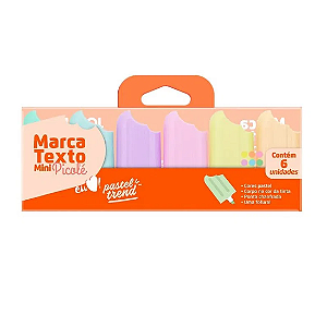 Kit Pincel Marca Texto Mini Picole Pastel Trend 6 Cores 96143