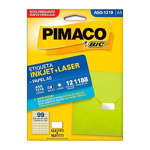 Etiqueta Pimaco InkJet+Laser Branca A5 Q1219 C/1188 Etiquetas