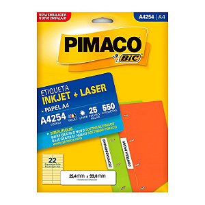 Etiqueta Pimaco InkJet+Laser Branca A4 254 C/550 Etiquetas