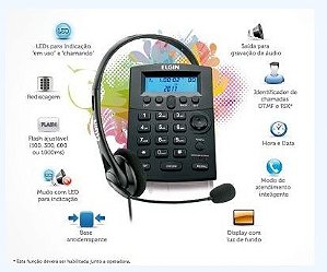 Telefone Elgin Headset com Identificador Preto HST 8000