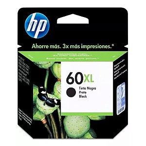 Cartucho Hp Cc641-Wb 60xl Preto 13,5ml Para HP Deskjet F4224, F4480, F4580, D1660, Photosmart D110a, C4780, ENVY D410a