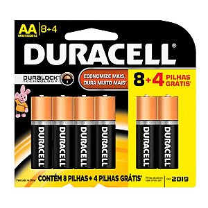 Pilha Alcalina AA Pequena Duracell PCT C/8+4 UN