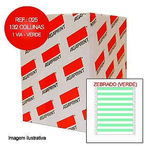 Formulário Agaprint 132 Colunas 1 Via Verde (Zebrado) 025 CX C/3000 JGS