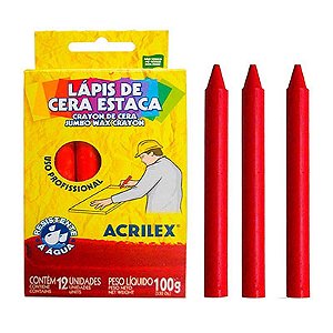 Giz Estaca Acrilex Vermelho CX C/12 UN