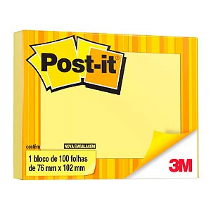 Bloco Adesivo Post-it 3M 657 76x102mm Amarelo