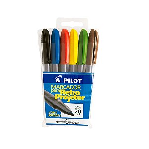 Pincel Permanente Retroprojetor 2.0 Pilot  C/ 6 Cores