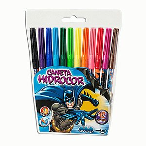 Caneta Hidrocor 12 Cores Batman Molin
