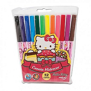 Caneta Hidrocor 12 Cores Hello Kitty Molin