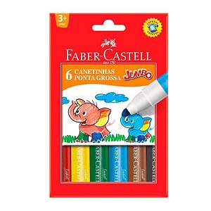 Caneta Hidrocor 6 Cores Jumbo Faber Castell