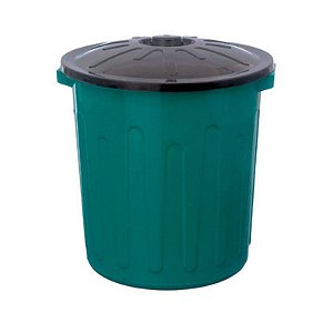 Lixeira Plástica Preta c/Tampa 63 Litros