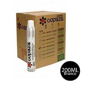 Copo Descartavél Água Branco 200ml Copaza CX C/2500 UN
