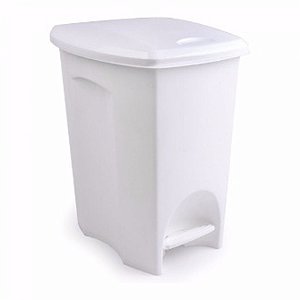 Lixeira Plástica Retangular C/Pedal Branca 50 Litros