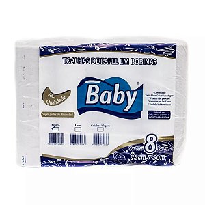 Papel Toalha Bobina Branca Baby FD C/8 Rolos