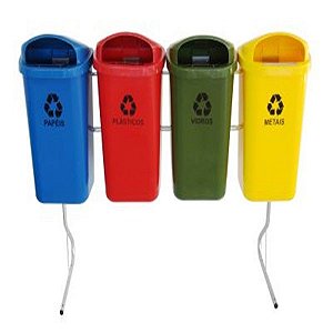 Conjunto P/ Coleta Seletiva C/ 4 Cestos 50L ST7 JSN