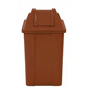 Lixeira Quadrada Tampa Vai-Vem Marrom 60L