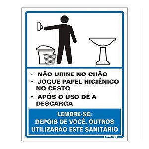 Placa para Sinalização de Poliestireno 15x20cm Sanitário Educativa Masculino 220AH