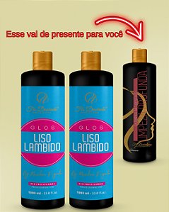 2 REALINHAMENTO LISO LAMBIDO PAUSA DE 10 A 20 MINUTOS PODENDO SE ESTENDER ATÉ 60 MINUTOS 1L. GANHE DE PRESENTE SHAMPOO LIMPEZA PROFUNDA 500Ml.
