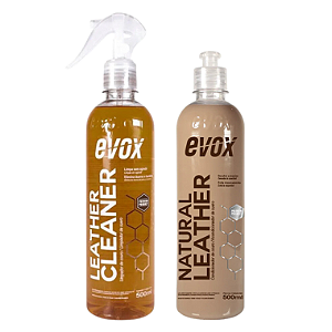 Kit Limpeza e Hidratação Couro Leather Cleaner + Natural Leather 500ml Evox