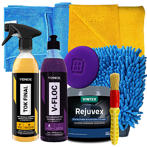 Kit para Lavar Moto Shampoo Cera Tok Final Luva Pano Vonixx