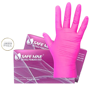 Luva Nitrílica para Procedimento Rosa Tamanho P Safemax com 100 Unidades