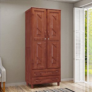Guarda-roupa Multiuso 2 Portas e 2 Gavetas em Madeira Brasil Mogno - Cavazotto