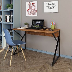 Mesa Escrivaninha para Escritório Noronha 120cm Tampo em MDF Base Metal - Straub Web