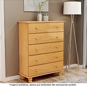 Cômoda para Quarto 5 Gavetas Ônix Mel - Straub Web