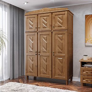 Guarda-Roupa Casal 6 Portas 2 Gavetas em Madeira Milão Imbuia - Cavazotto