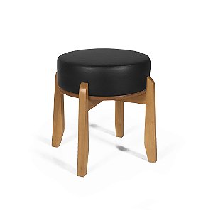 Puff  Estofado Vira Mesa Redondo New Liz em Madeira Preto - Straub Web