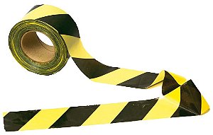 Fita Zebrada de Sinalização 200m Preto e Amarelo