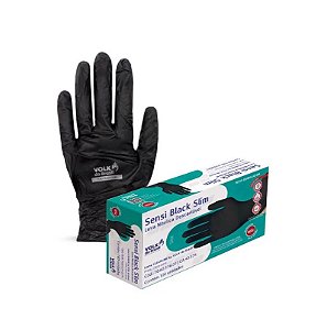 Luva de Segurança Nitrílica Descartável Sensi Black - CA 43174