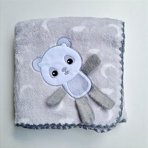 Cobertor de Microfibra com Bordado Céu Cinza Baby Joy