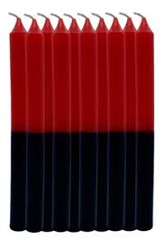 Vela palito bicolor vermelha e preto Pct 8 Un