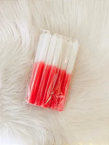 Vela palito branco e vermelha Pct 8 Un