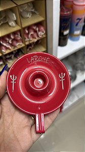Castiçal vela palito metal vermelho laroye