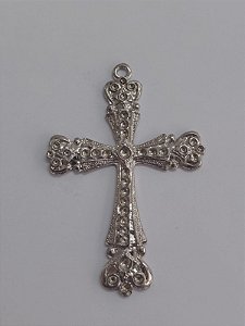 Pingente Prateado de Cruz - 7CM