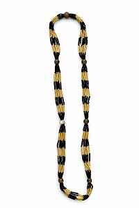 Fio de Conta 7 Voltas - Dourado Com Preto 30Cm