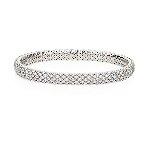 Pulseira Bracelete Elástica Diamantes Ouro Branco