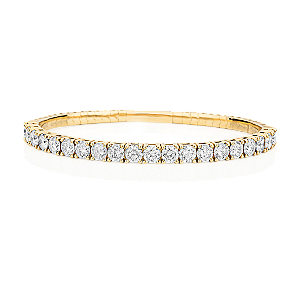 Pulseira Bracelete Maleável Diamantes Ouro Amarelo
