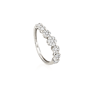 Anel 7 Florzinhas Ouro Branco