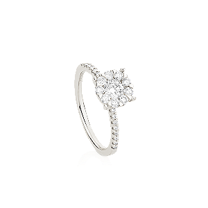 Anel Solitário com Diamantes no Aro
