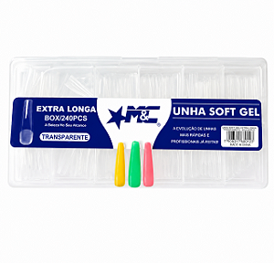 Unhas Soft Gel Extra Longa Transparente M&C Lançamento 240 UNIDADES