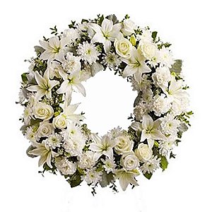 Coroa de Flores Estilo Arco Americano Com Flores Brancas