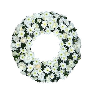 Coroa de Flores Estilo Arco Americano Com Flores Brancas Basic