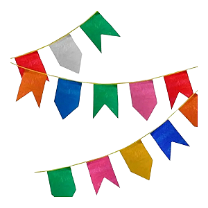 Bandeirinha Plástica com 10 Metros Enfeite Junino Bandeirola para Decoraçao de Festa Junina São João Arraia Quermesse