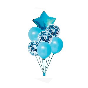 Kit Balão Buque com 7 Unidades Bouquet Balões Metalizados Bexiga Latex Kit Para Decoração de Festas