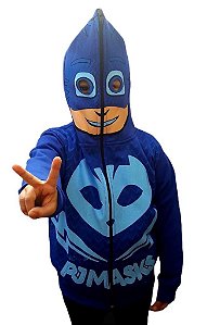 Jaqueta Pj Mask Menino Gato Moletom com Capuz Máscara Infantil Presente de Aniversário Menino Dia das Crianças