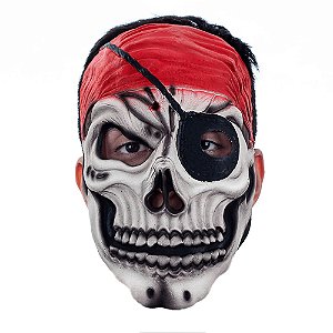Mascara Caveira Esqueleto Pirata Latex Com Elástico Capitao 7 Mares Terror Monstro Halloween